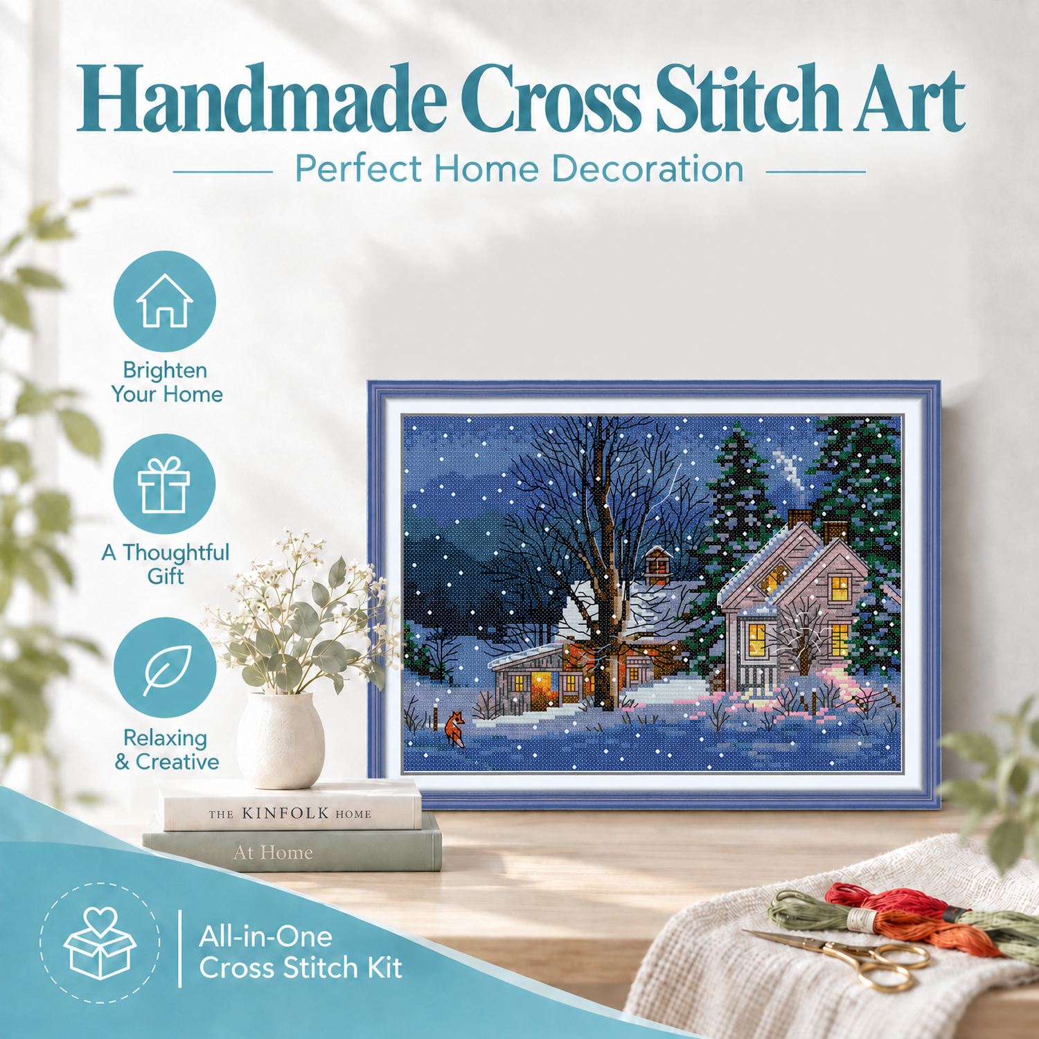 Nature Landscape Cross Stitch Embroidery Kit, Relaxing Hobby Craft, Home Wall Art Decor 8 1 104