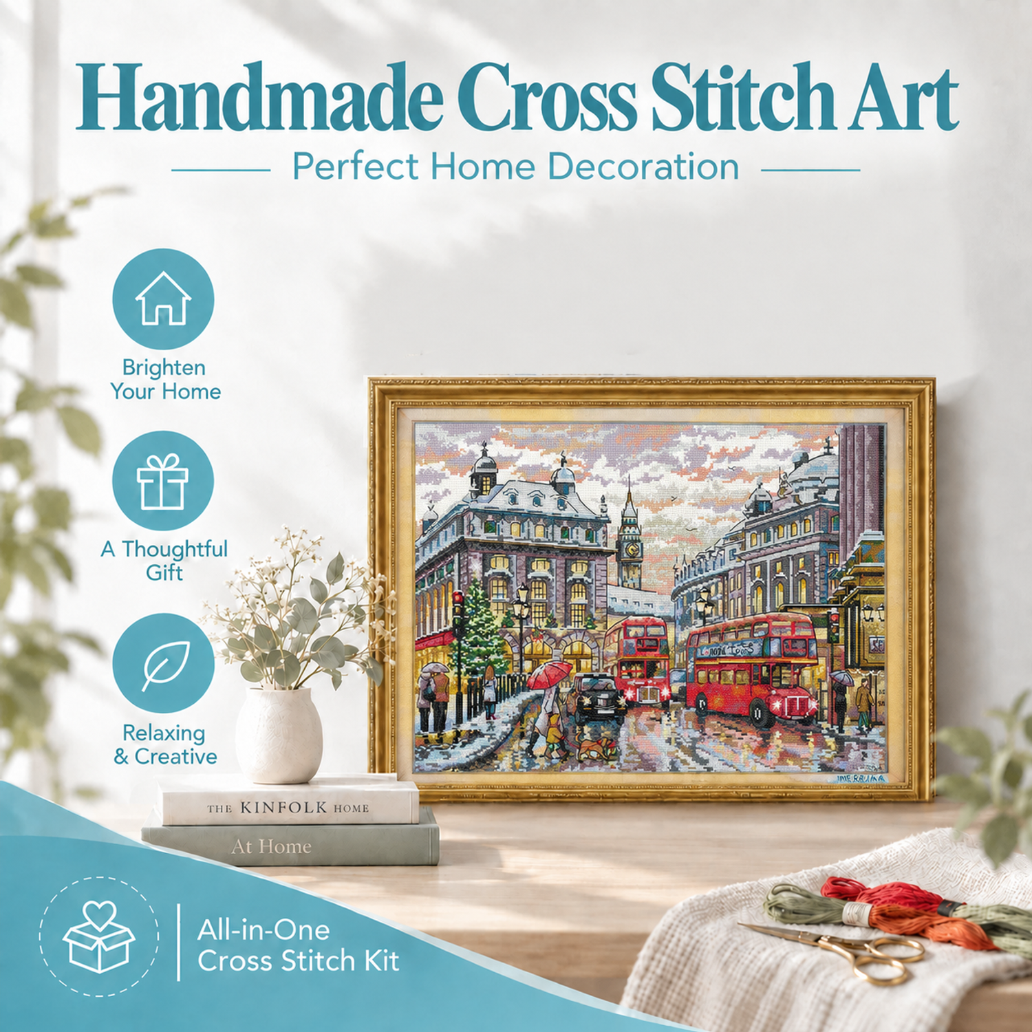 Countryside Scenery Cross Stitch Embroidery Kit, Beginner Friendly Home Wall Art 7 1 110