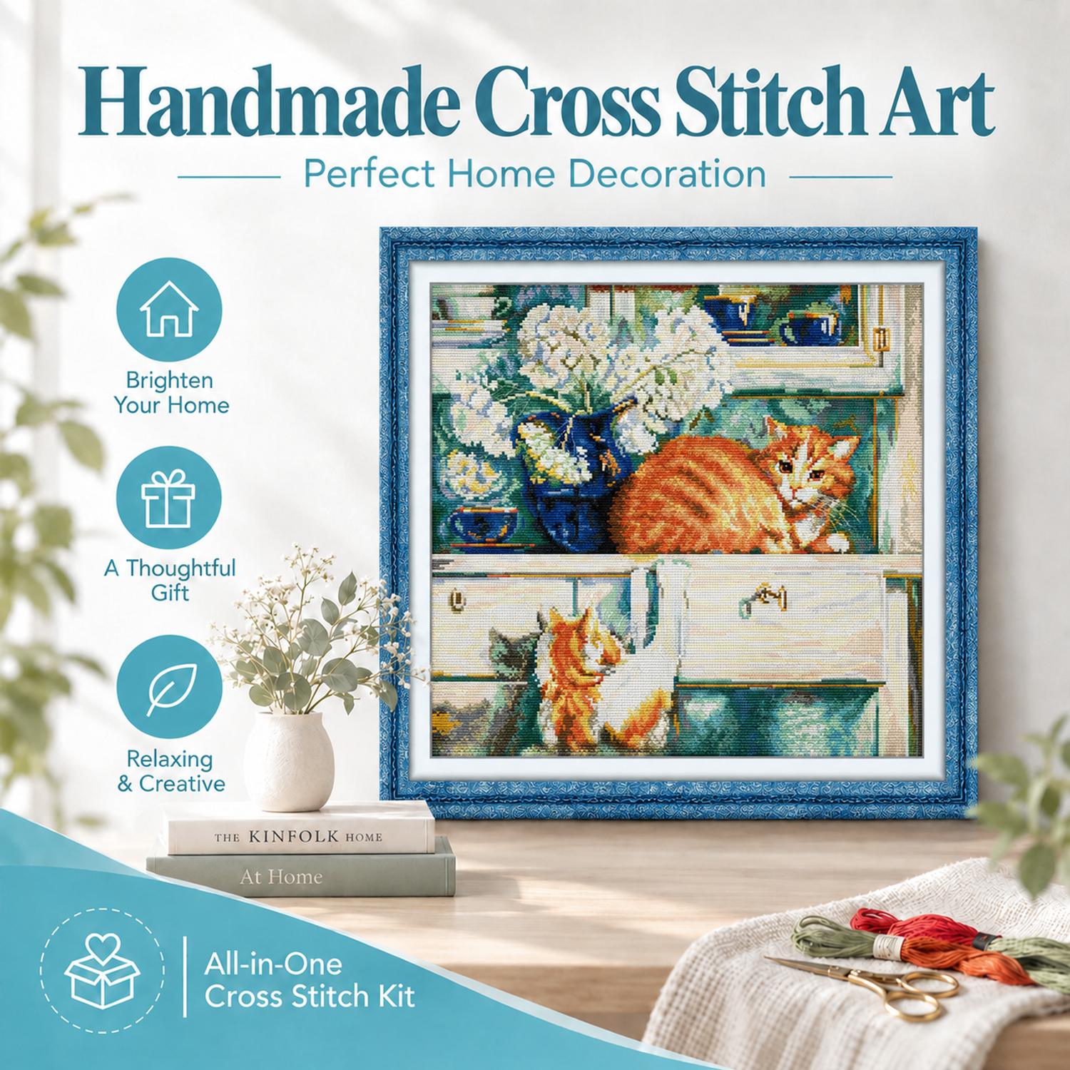 Red Troublemaker Animal Cross Stitch Embroidery Kit, Complete Craft Pack, All Supplies Included 7 1 116