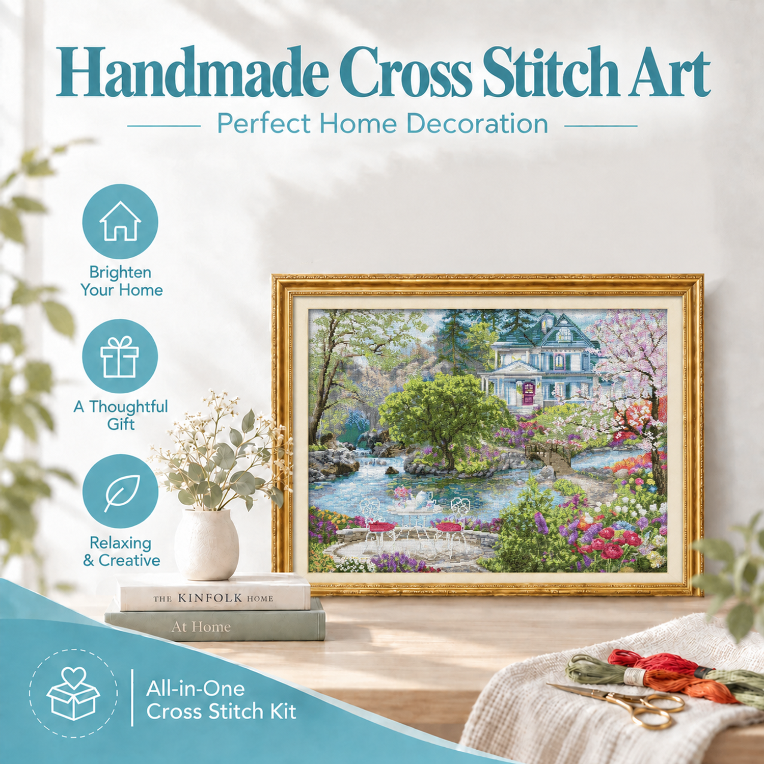 Mountain Forest Landscape Cross Stitch Embroidery Kit, Beginner Adult Needlework, Home Wall Decor 8 1 118