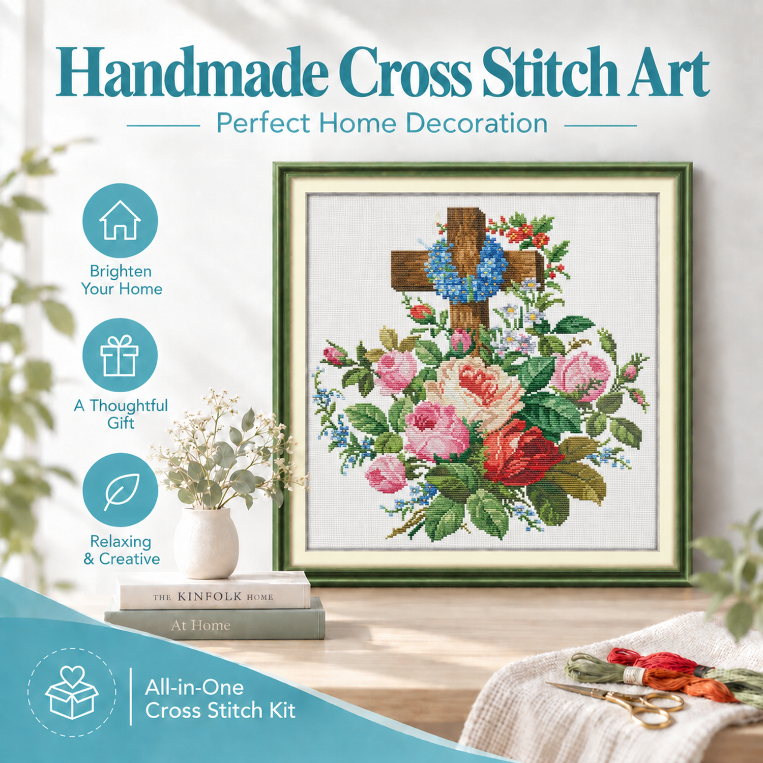 The cross Handmade Still Life Art Cross Stitch Kit, Classic Composition, Craft Gift for Women 8 1 136