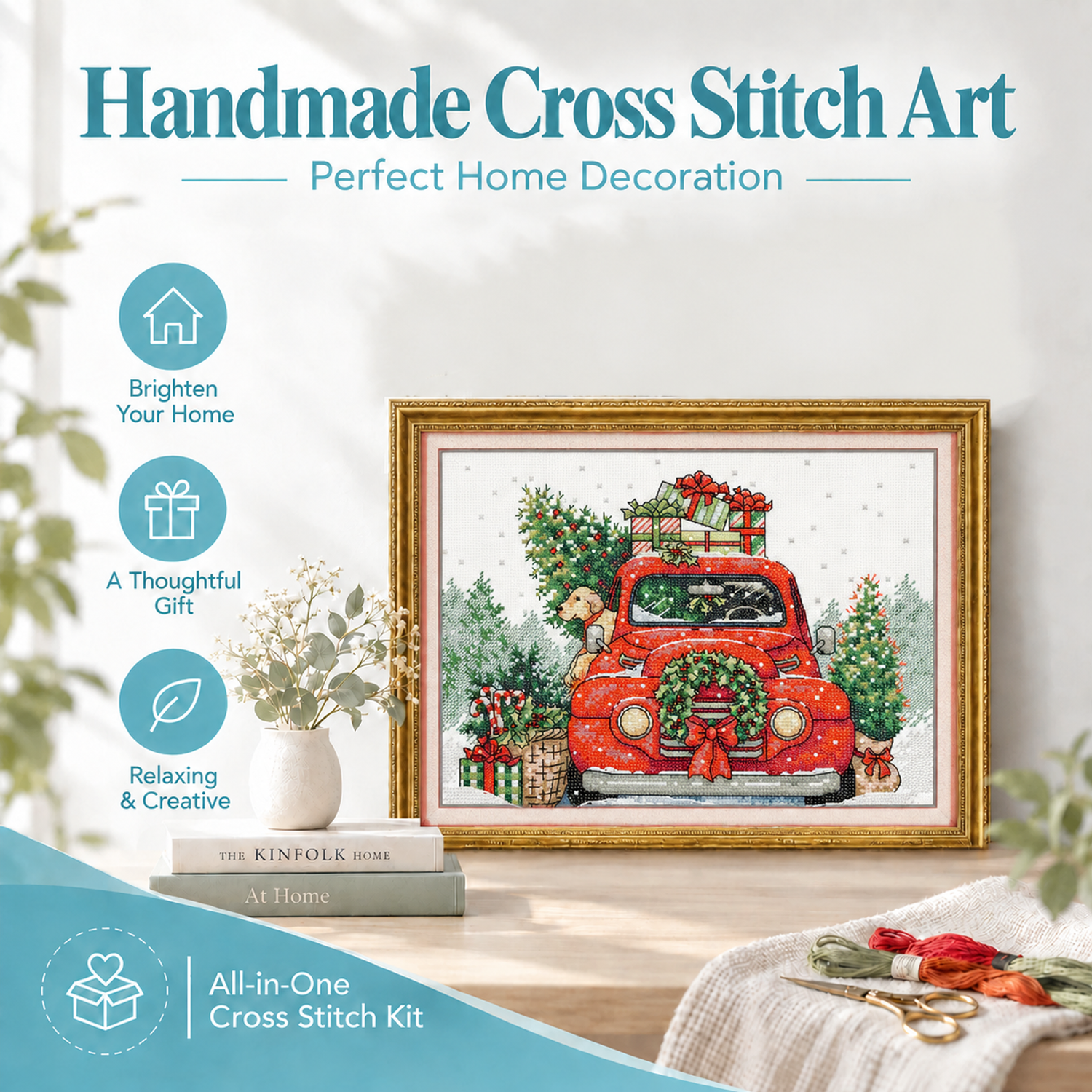 Lake View Landscape Cross Stitch Embroidery Kit, DIY Nature Wall Art Project for Adult Beginners 8 1 155