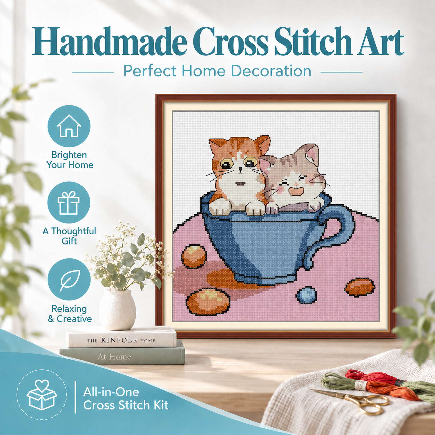 Stop pushing Animal Cross Stitch Embroidery Kit for Adult Beginners, Easy DIY Needlework Craft, Home Wall Art Decor 7 1 16