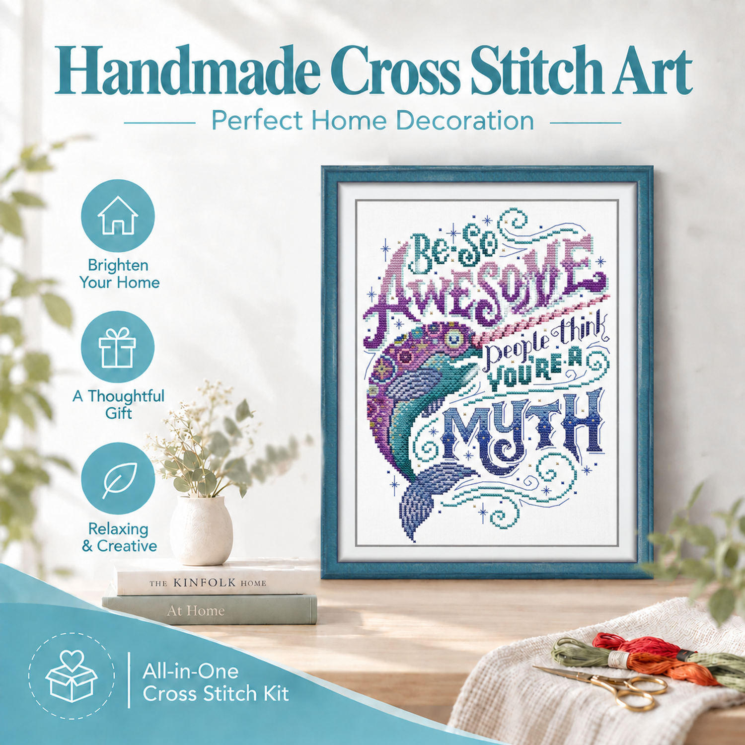 That's so cool! Beginner Still Life Cross Stitch Kit, Simple Table Composition, DIY Home Wall Hanging 8 1 211