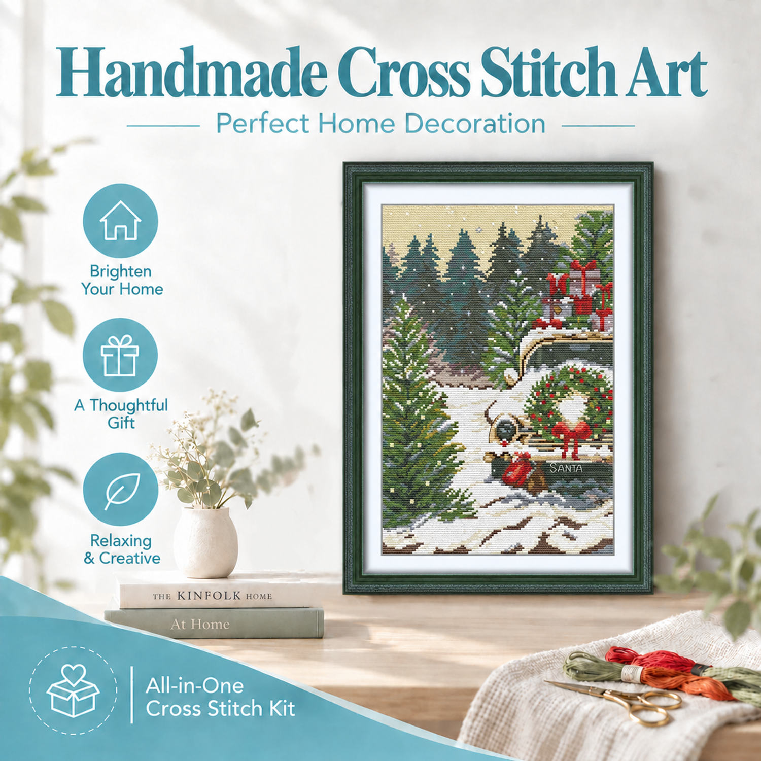 Christmas Gift Truck Still Life Cross Stitch Kit, Lovely Still Life Composition, Relaxing Handmade Hobby 8 1 216