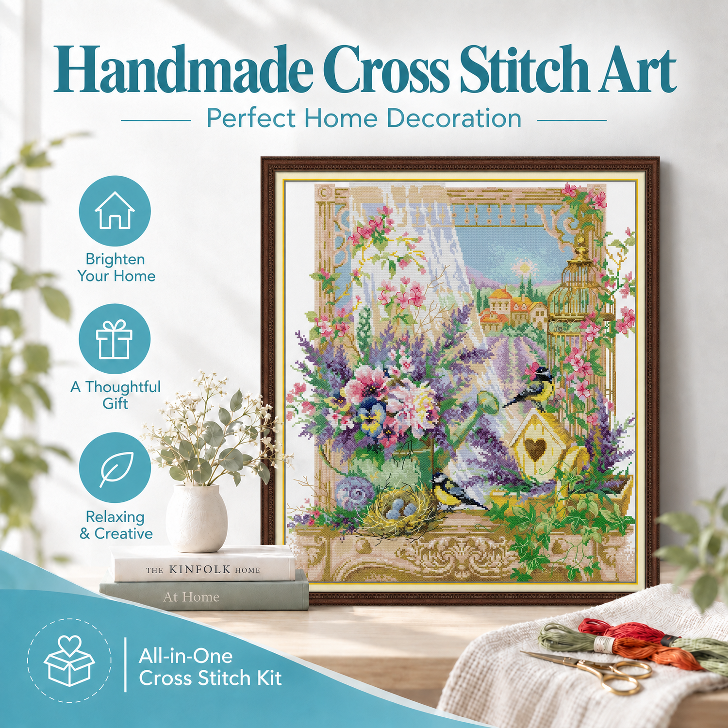 The Scent Of Provence Pastel Floral Cross Stitch Embroidery Kit, Gentle Flower Pattern, Adult Beginner Wall Decor 8 1 222