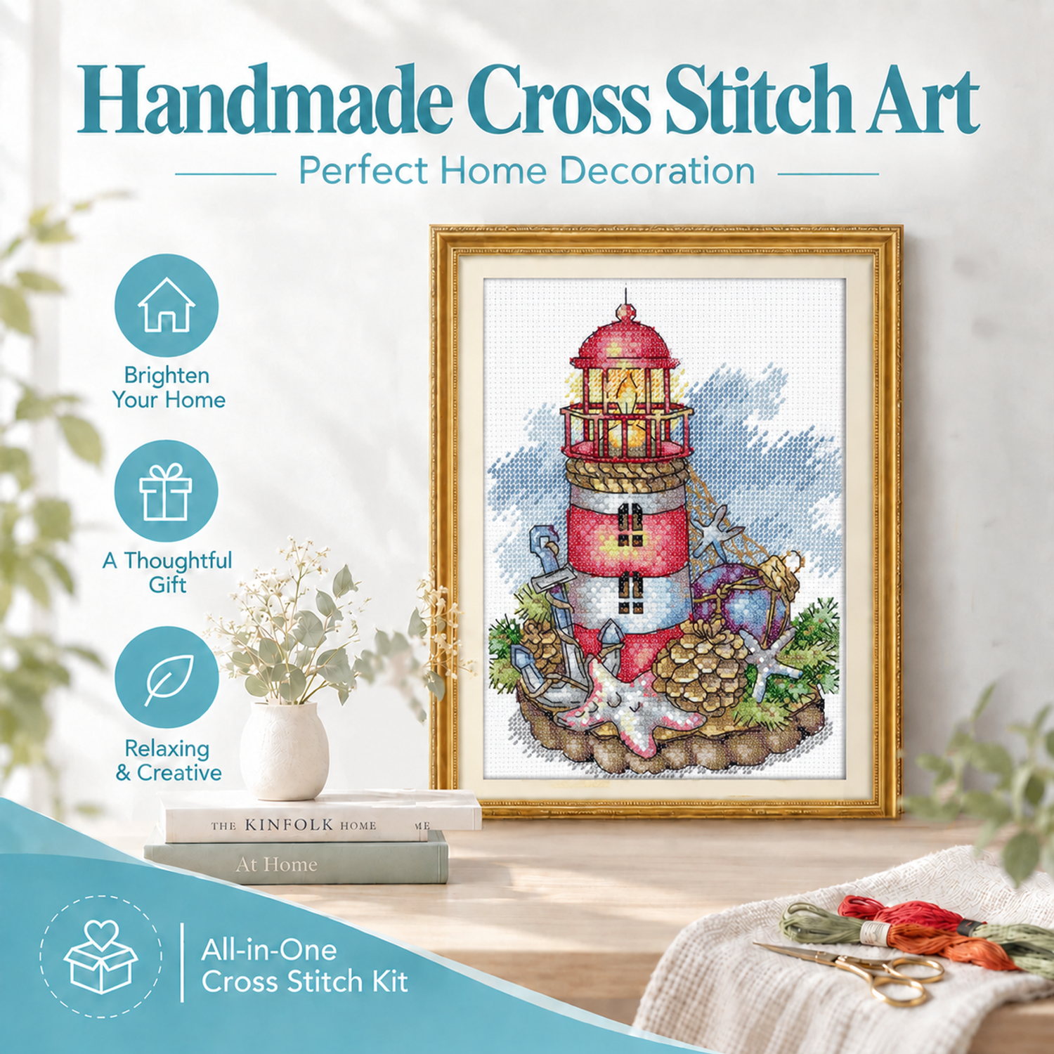 Landscape Cross Stitch Embroidery Kit, DIY Nature Art, Ideal Home Wall Decoration 8 1 234