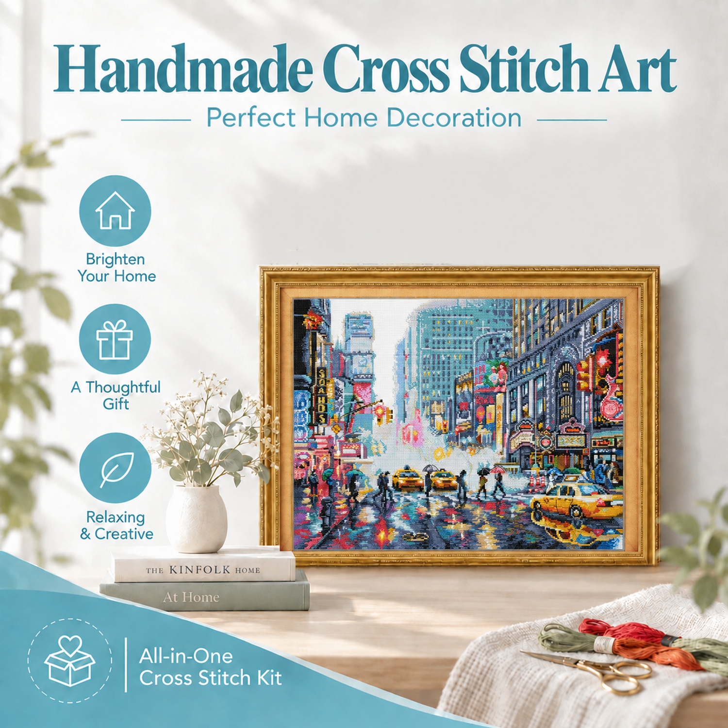 Delicate Nature Scenery Cross Stitch Embroidery Kit, Elegant Mountain Pattern, Home Wall Art Decor 8 1 239