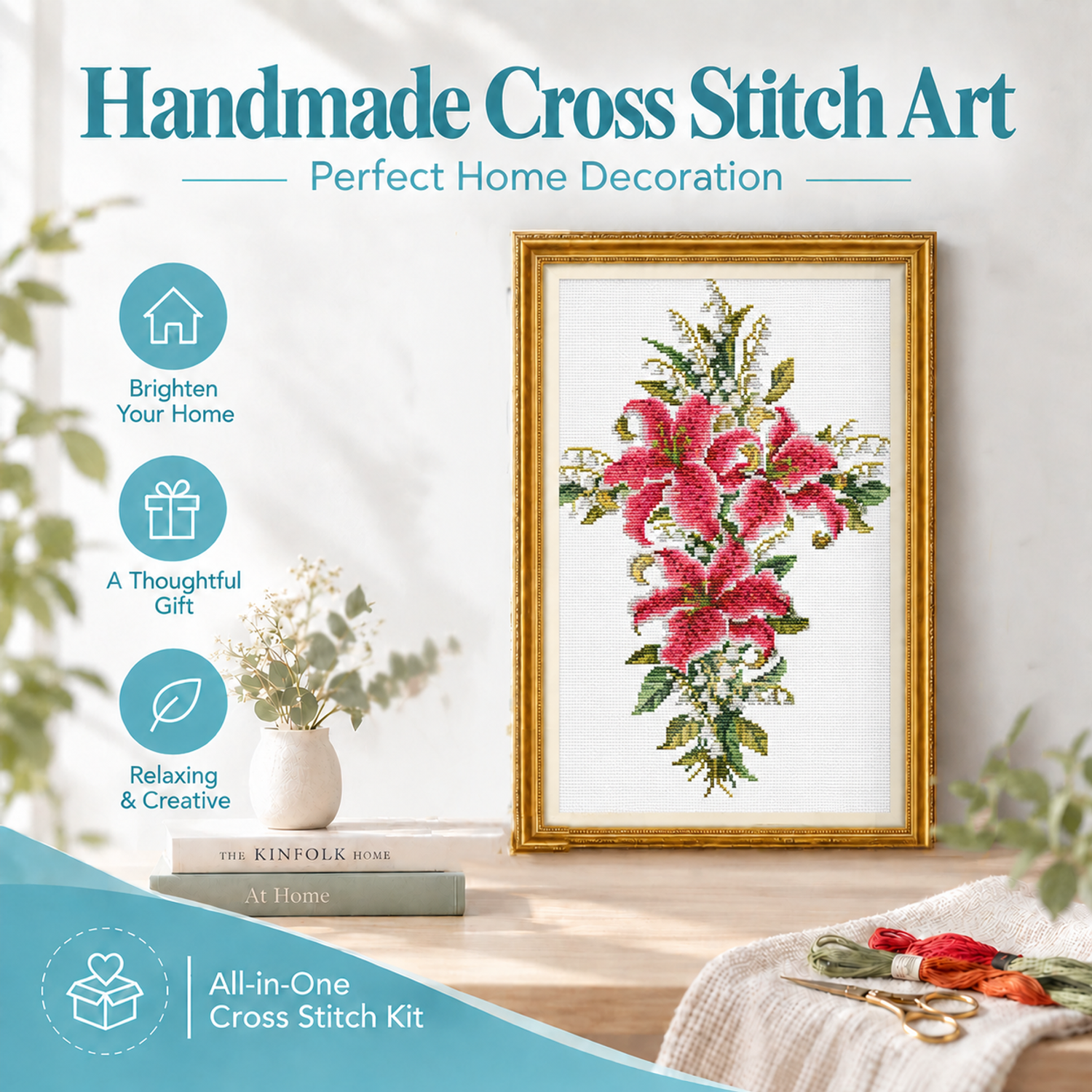 Tulip&cross DIY Hand Stitch Table Still Life Cross Stitch Kit, Elegant Composition, Home Wall Decor 8 1 241
