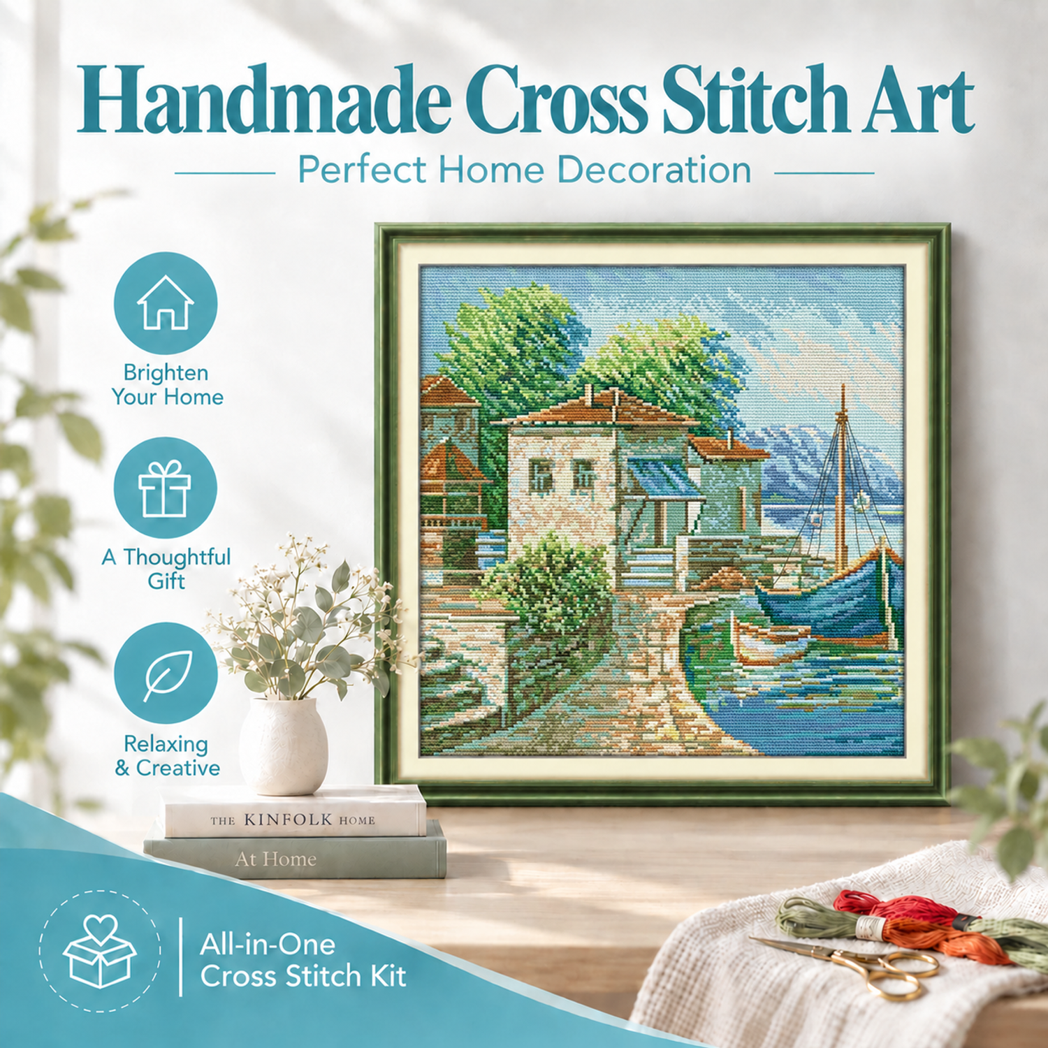 Landscape Cross Stitch Embroidery Kit, Handcraft Hobby Kit, Adult Nature Wall Art Decor 8 1 246