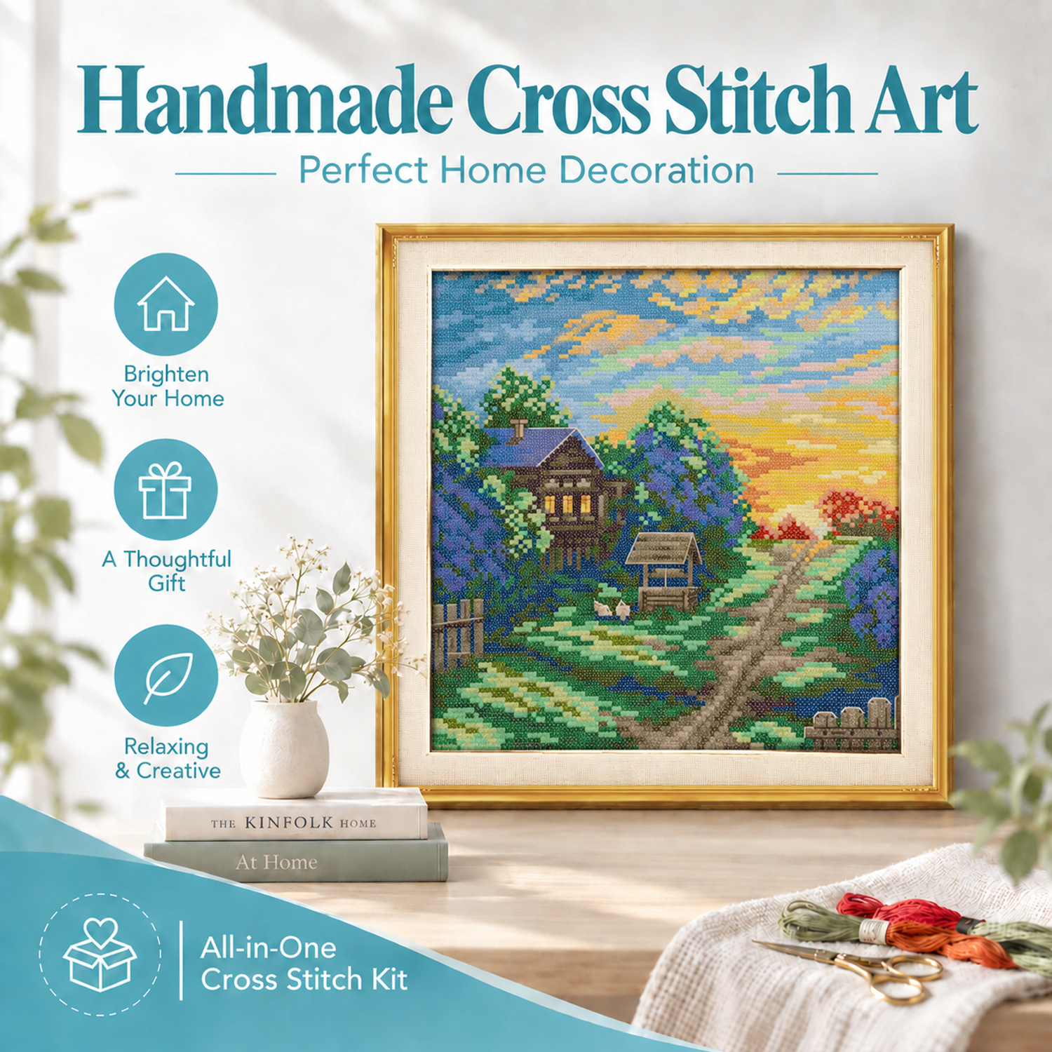 Mixed Nature Landscape Cross Stitch Embroidery Kit, Beginner Friendly Scenery Needlework 8 1 248