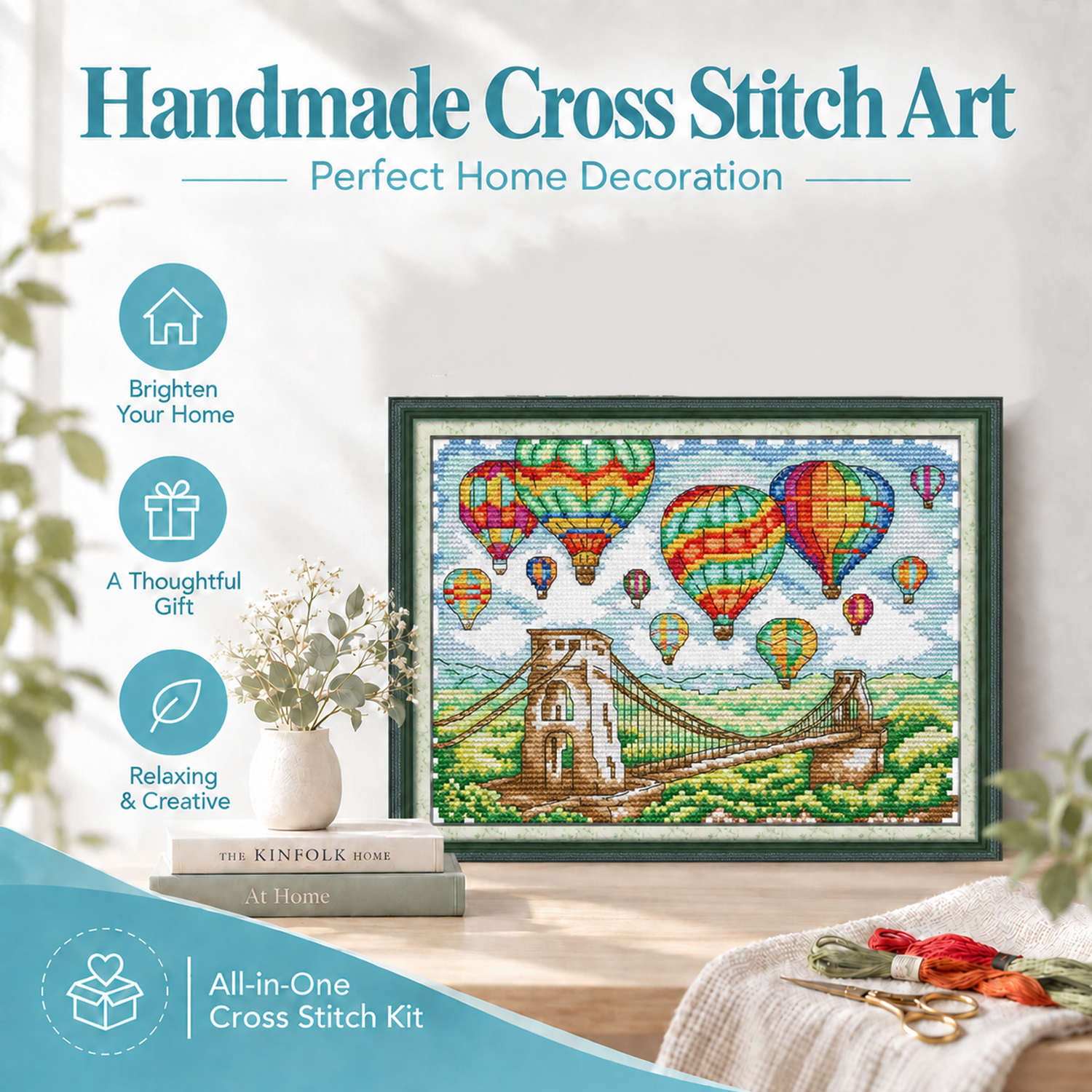 Scenery Cross Stitch Embroidery Kit, Complete DIY Craft Pack, Nature Wall Hanging Decor 8 1 257