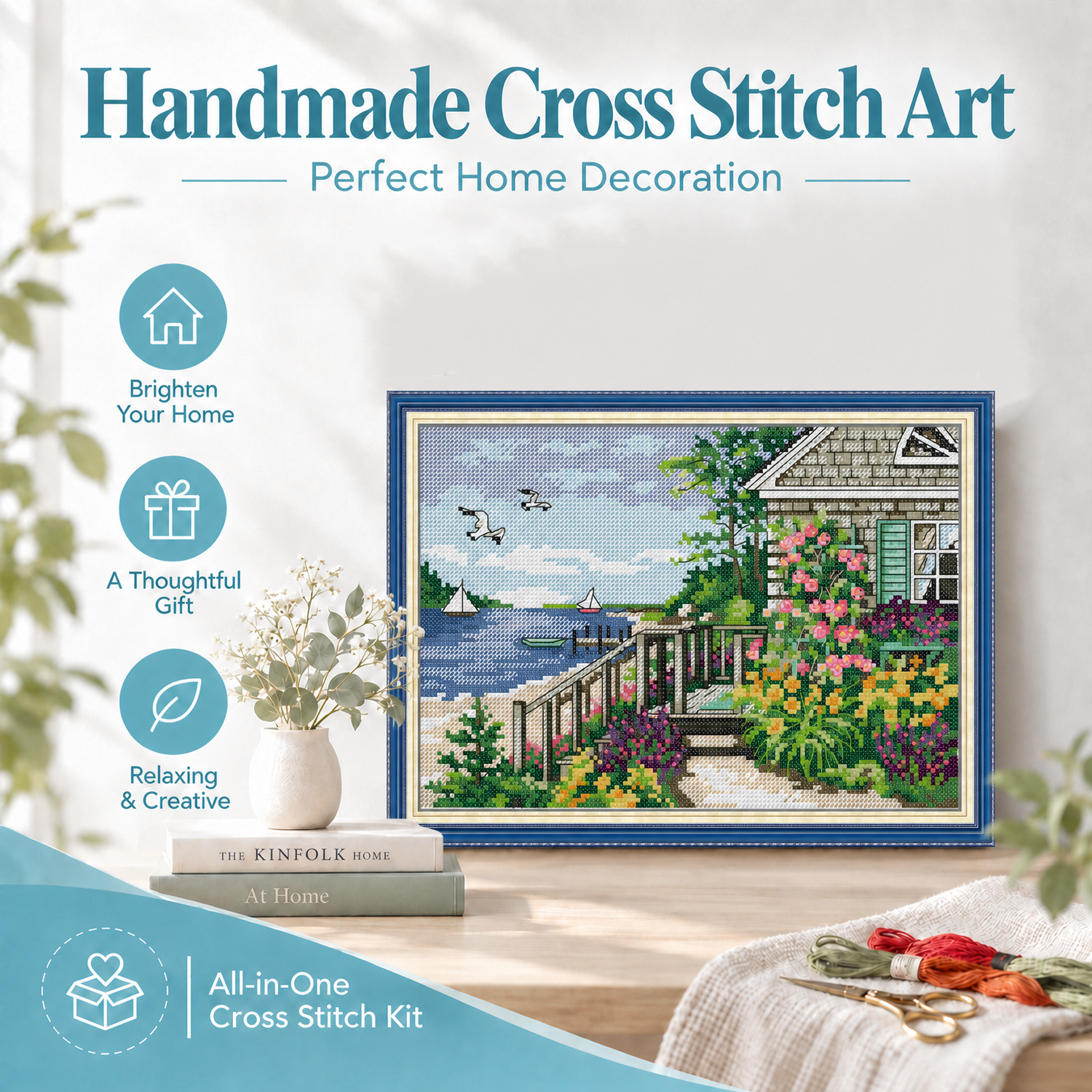 Scenery Cross Stitch Embroidery Kit, Hand Stitch Nature Art, Home Wall Decoration 8 1 259