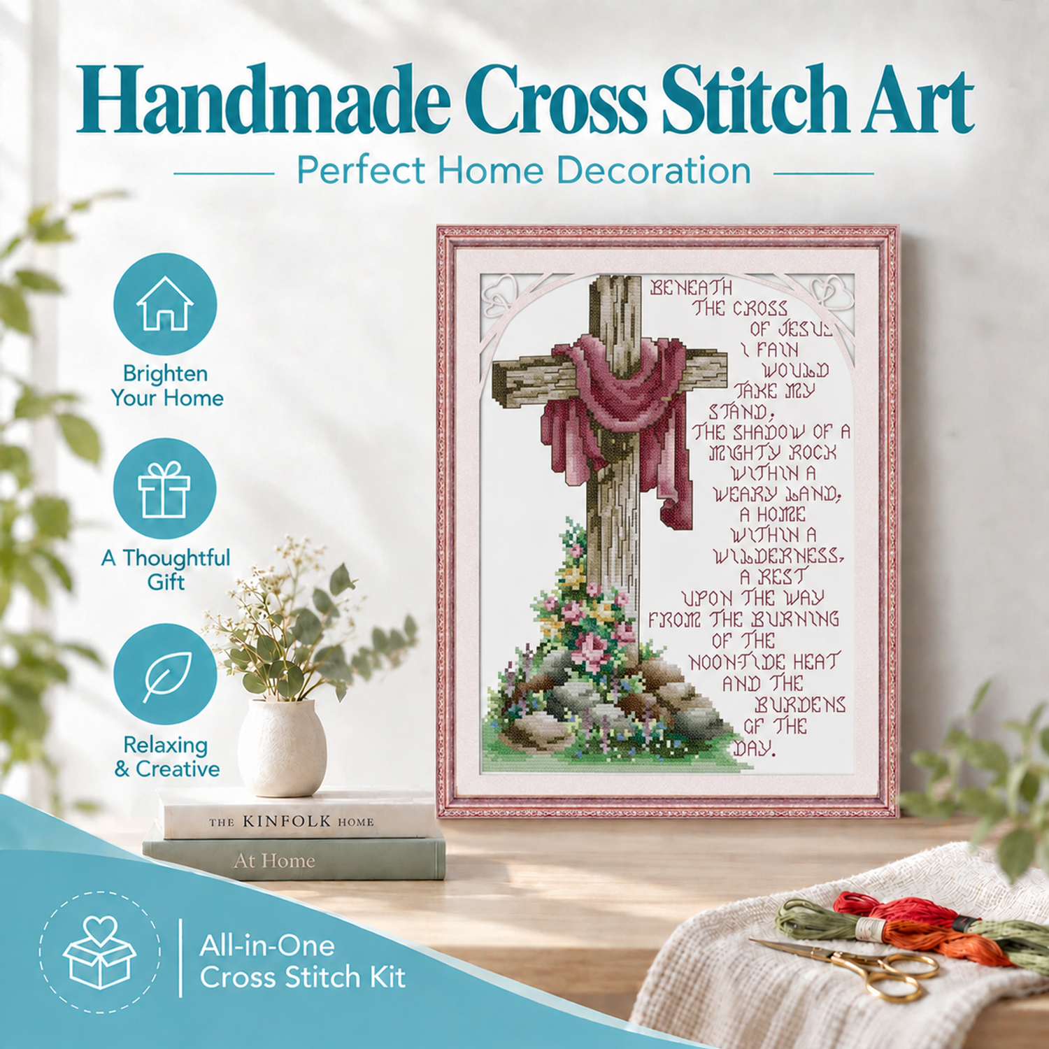 Resurrection Beginner Friendly Table Still Life Cross Stitch Embroidery Kit, Hand Stitch Interior Art 8 1 261