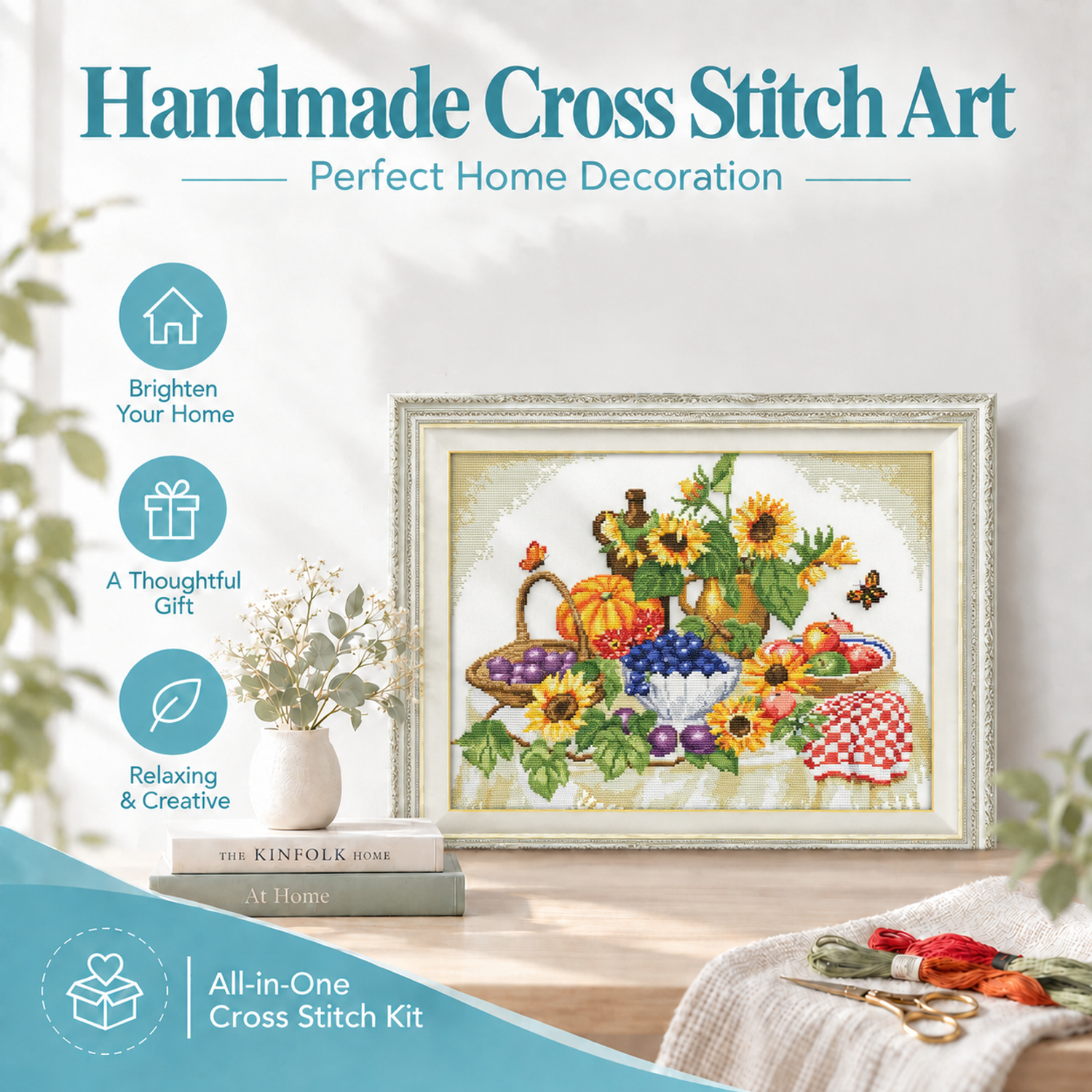 A good harvest Still Life Cross Stitch Embroidery Kit, Handcrafted Tabletop Scene, Perfect Craft Gift 8 1 291