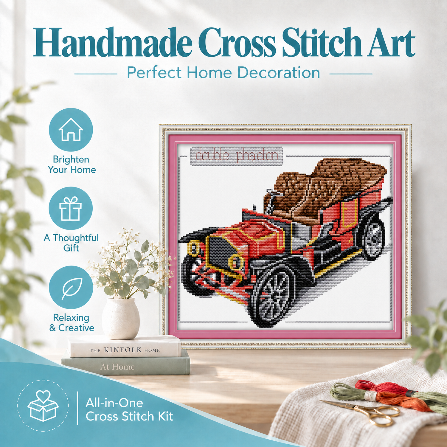 Bubble car Still Life Cross Stitch Embroidery Kit, Leisure Hand Stitch Project, Home Interior Decor 8 1 293