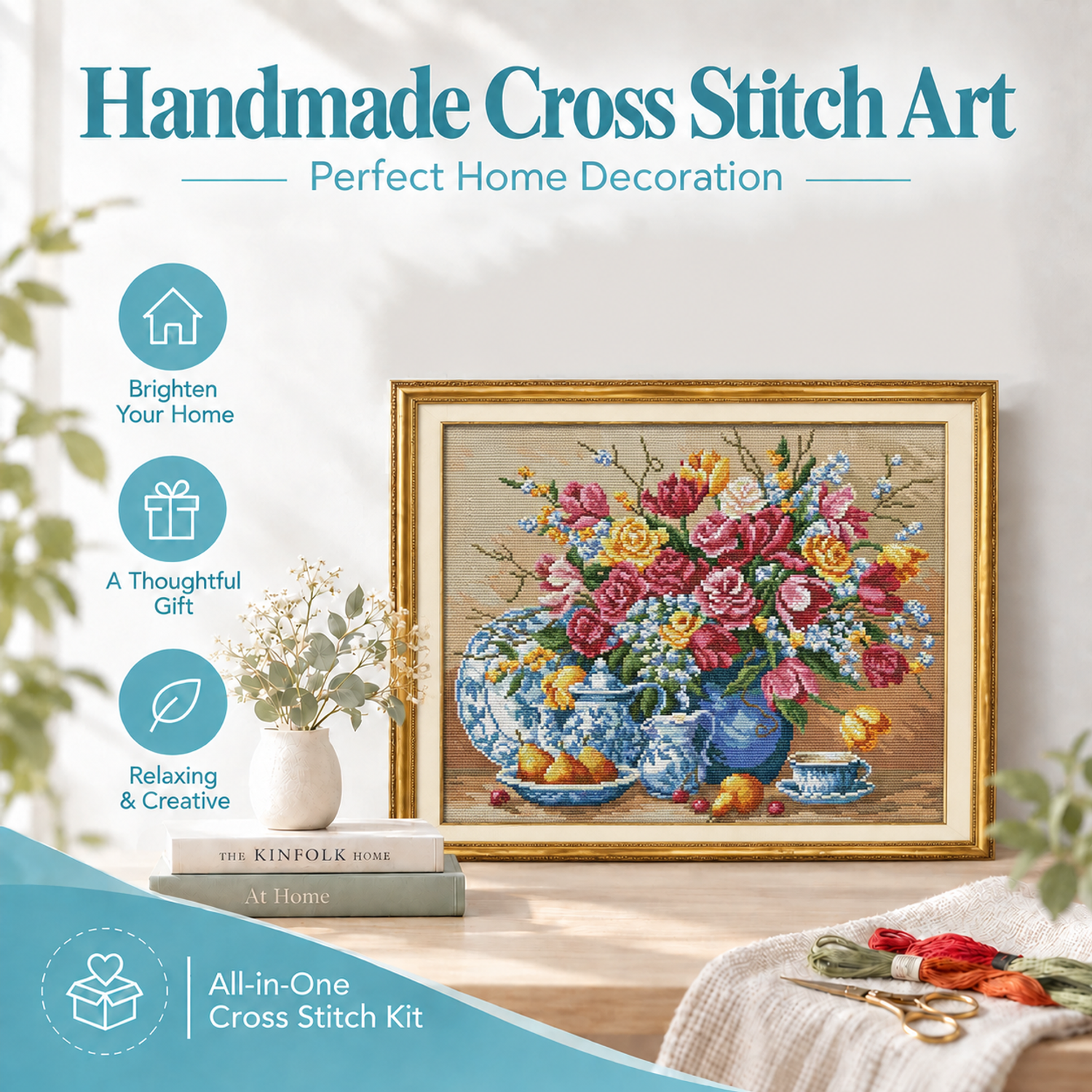 Fruit plate and vase Daily Item Still Life Cross Stitch Kit, Casual Table Arrangement, Home Wall Decor 8 1 299