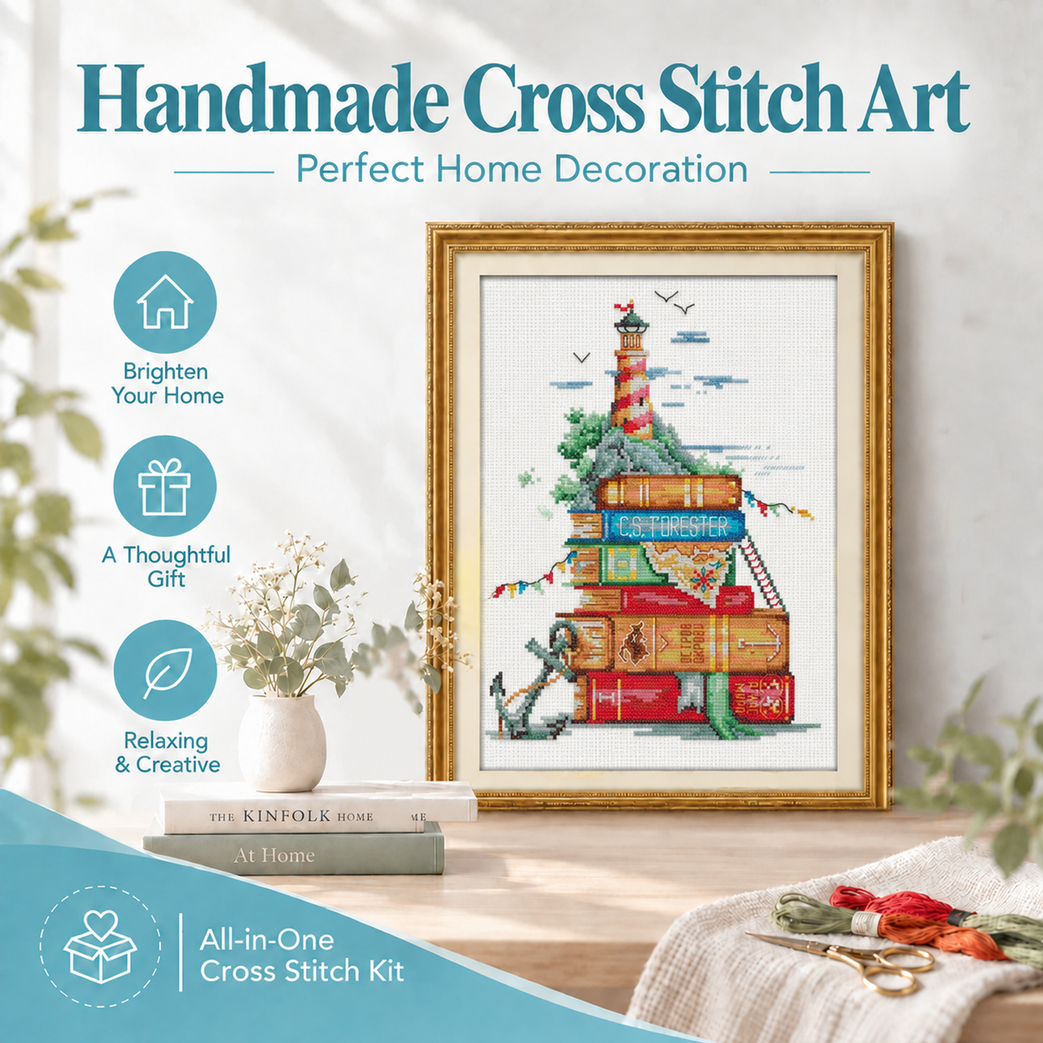 A Story of Sailing Simple Still Life Cross Stitch Embroidery Kit for Adults, Leisure Relaxing Hobby Decor 8 1 318