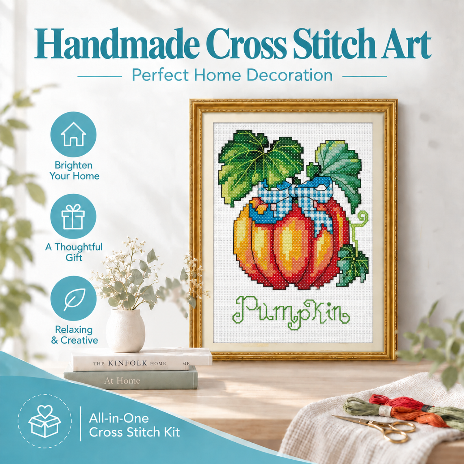 Pumpkin Still Life Cross Stitch Kit, Beautiful Table Still Life Artwork, DIY Handicraft Wall Decor 8 1 330