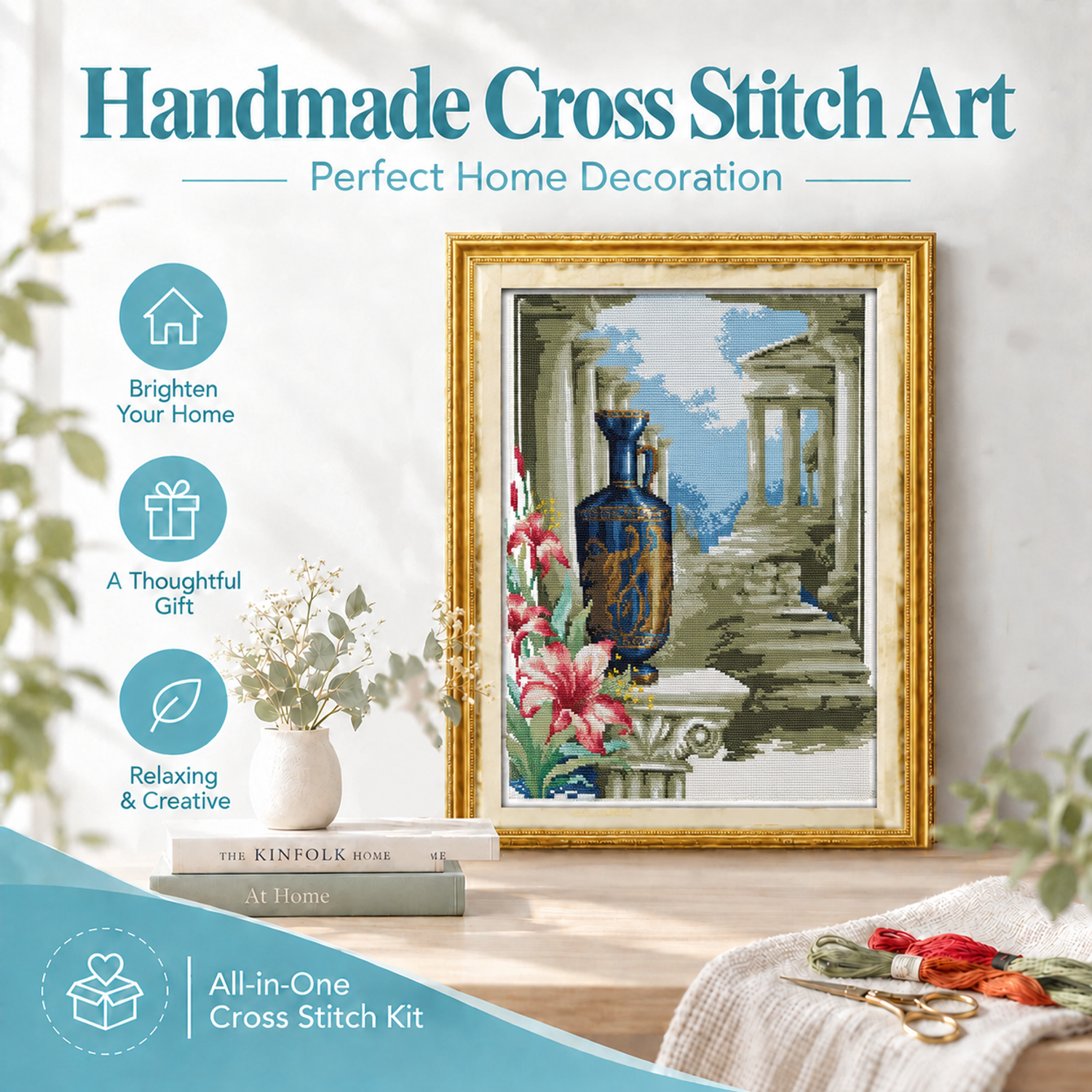 Athens feeling DIY Classic Table Still Life Needlework Kit, Timeless Object Scene, Adult Leisure Craft 8 1 332