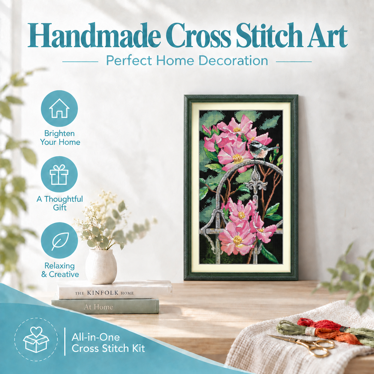 The titmouse that inhabits the mountain Cute Creature Animal Cross Stitch Kit, Casual Wildlife Scene, Home Wall Hanging Decor 8 1 342