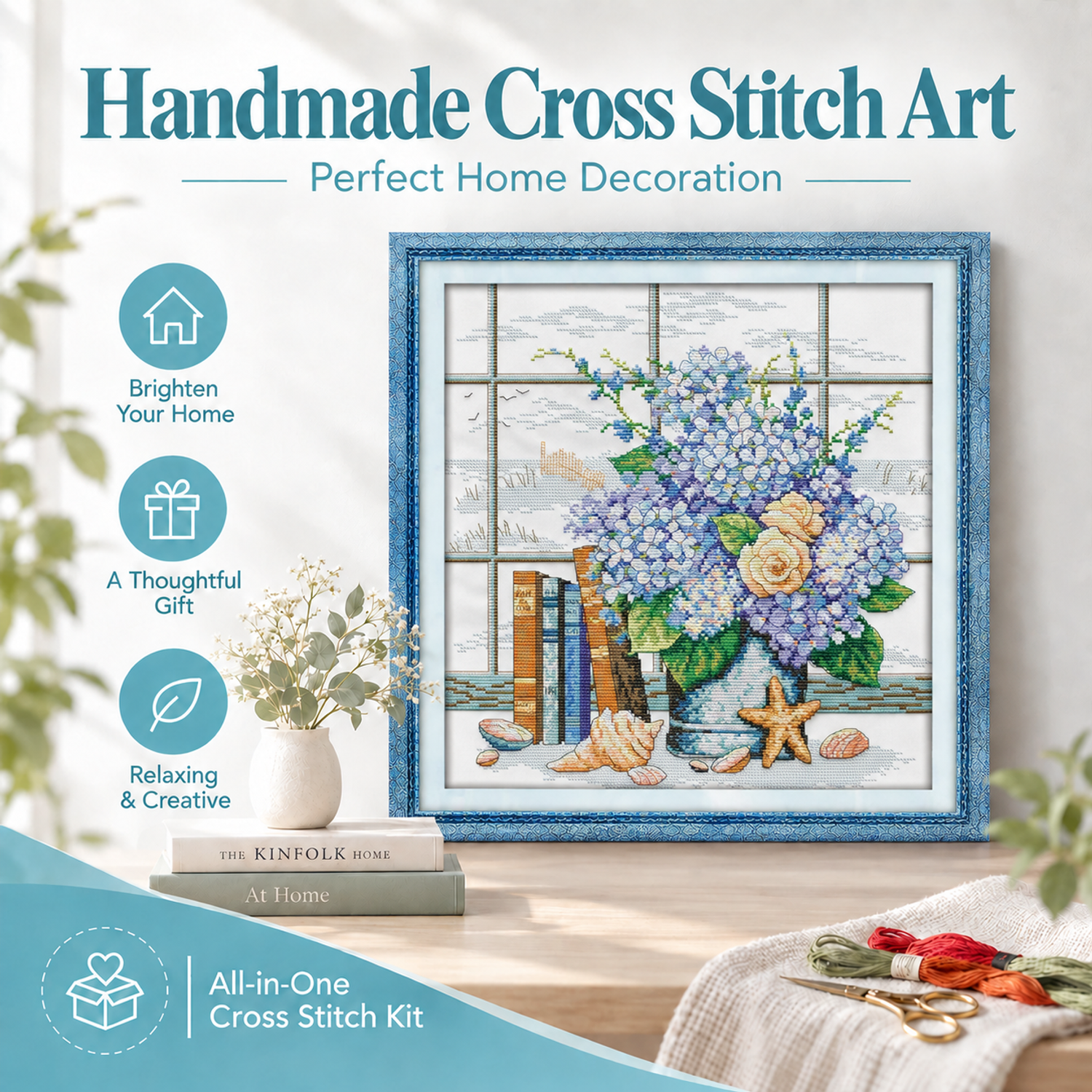 Elegant DIY Hand Stitch Still Life Cross Stitch Kit, Elegant Still Life Pattern, Living Room Wall Art 7 1 35