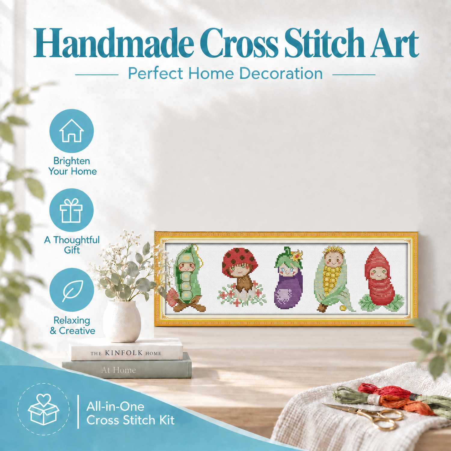 Vegetable babies Graceful Table Still Life Cross Stitch Kit, Elegant Object Arrangement, Home Wall Art 8 1 368
