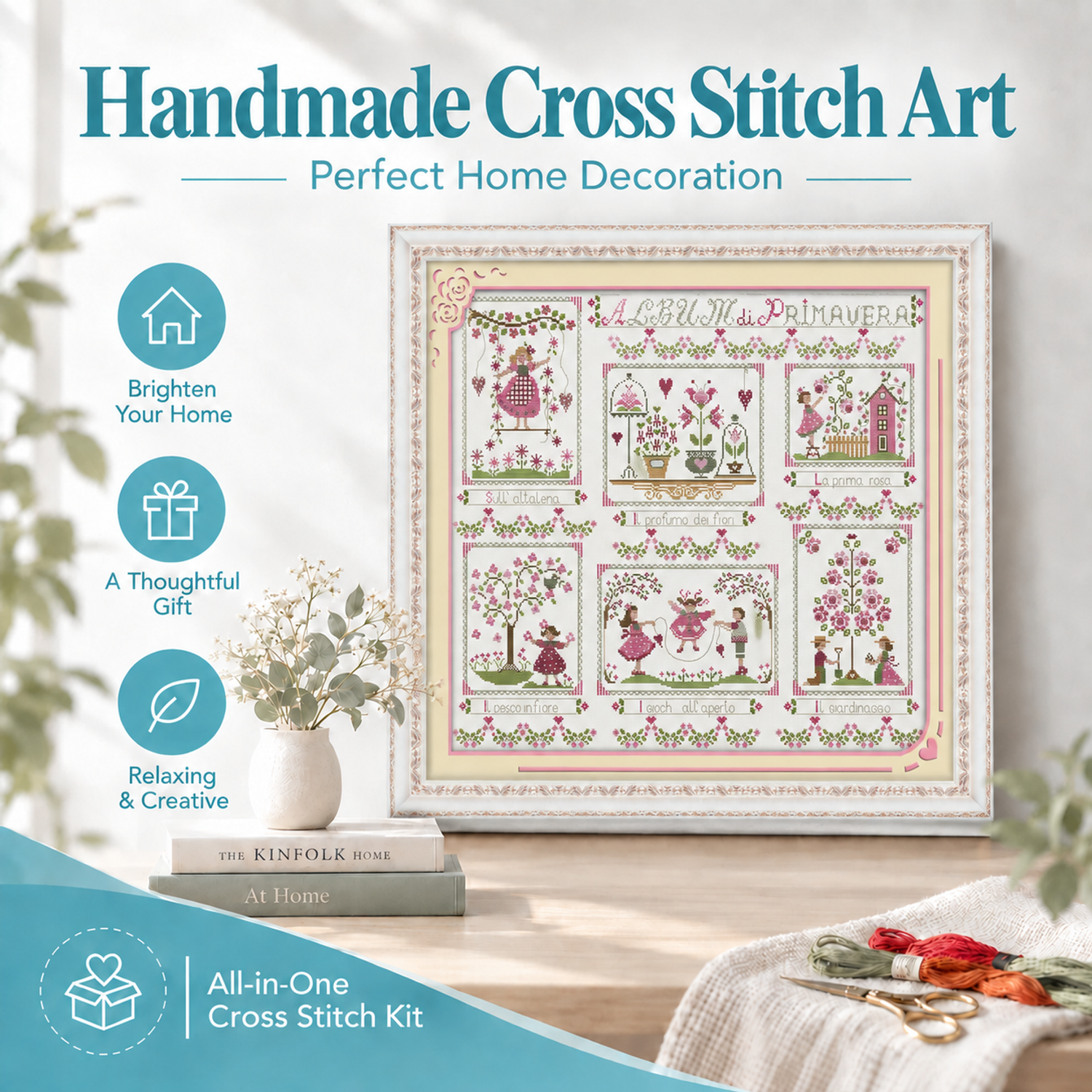 Tapestry Beginner Friendly Cross Stitch Kit, Adult DIY Embroidery for Home Wall Art 8 1 394