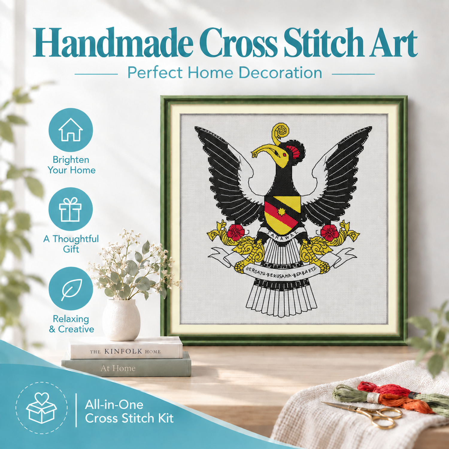 Stand united Easy Cross Stitch Hand Embroidery Kit, Adult Beginner Craft for Wall Art 8 1 412