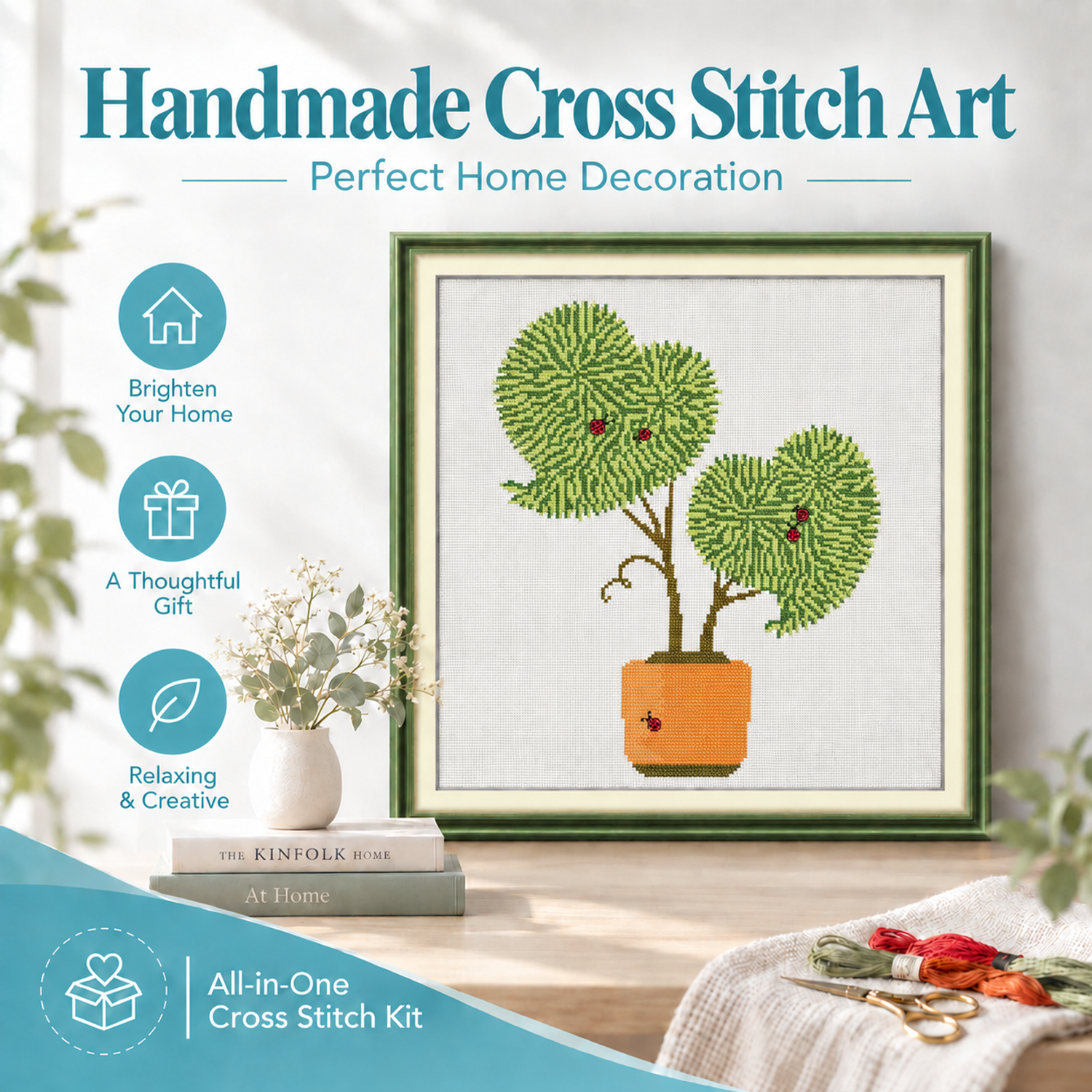The love bonsai Adult Beginner Cross Stitch Supply Kit, Handmade Project Home Wall Decor 8 1 413