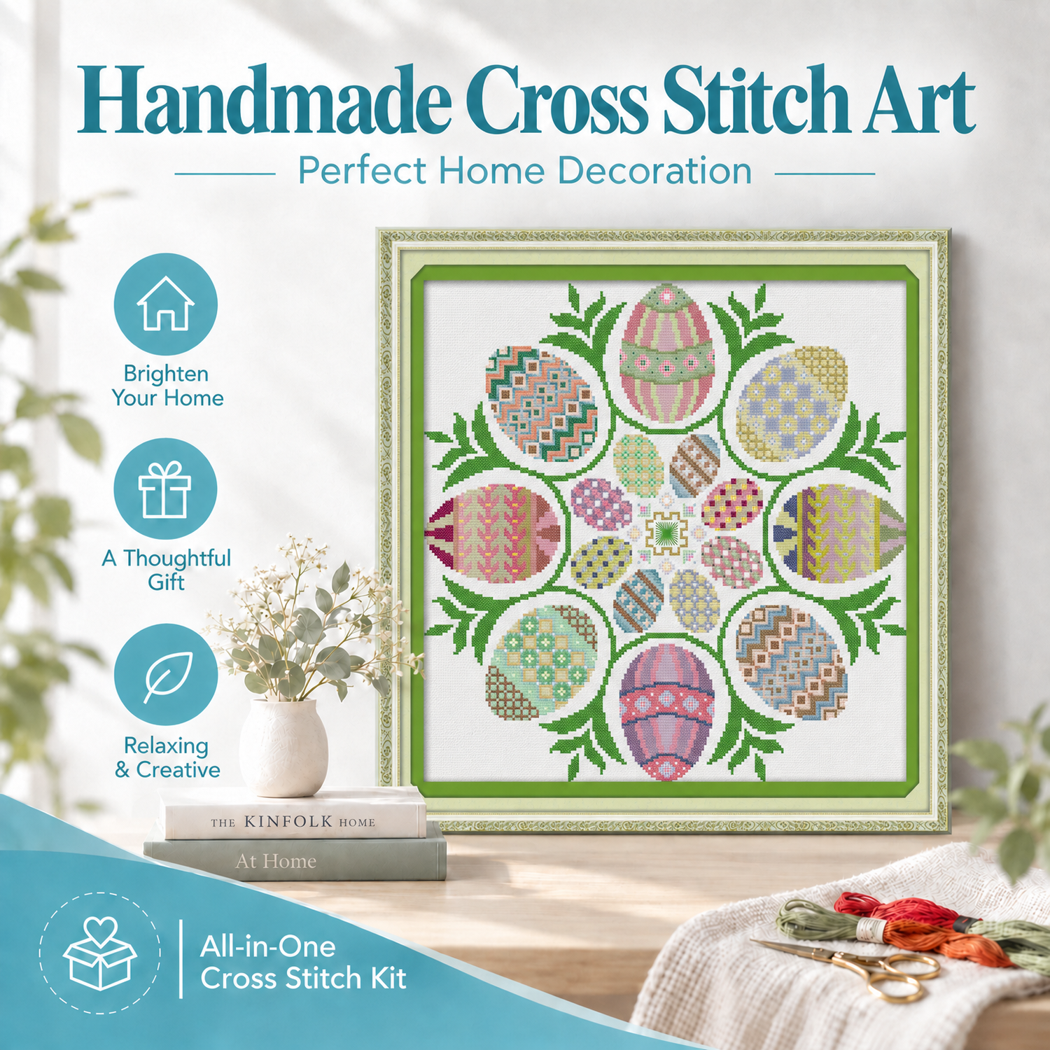 Easter eggs Handcraft Cross Stitch Kit for Adult Beginners, Easy Home Wall Decoration 8 1 415