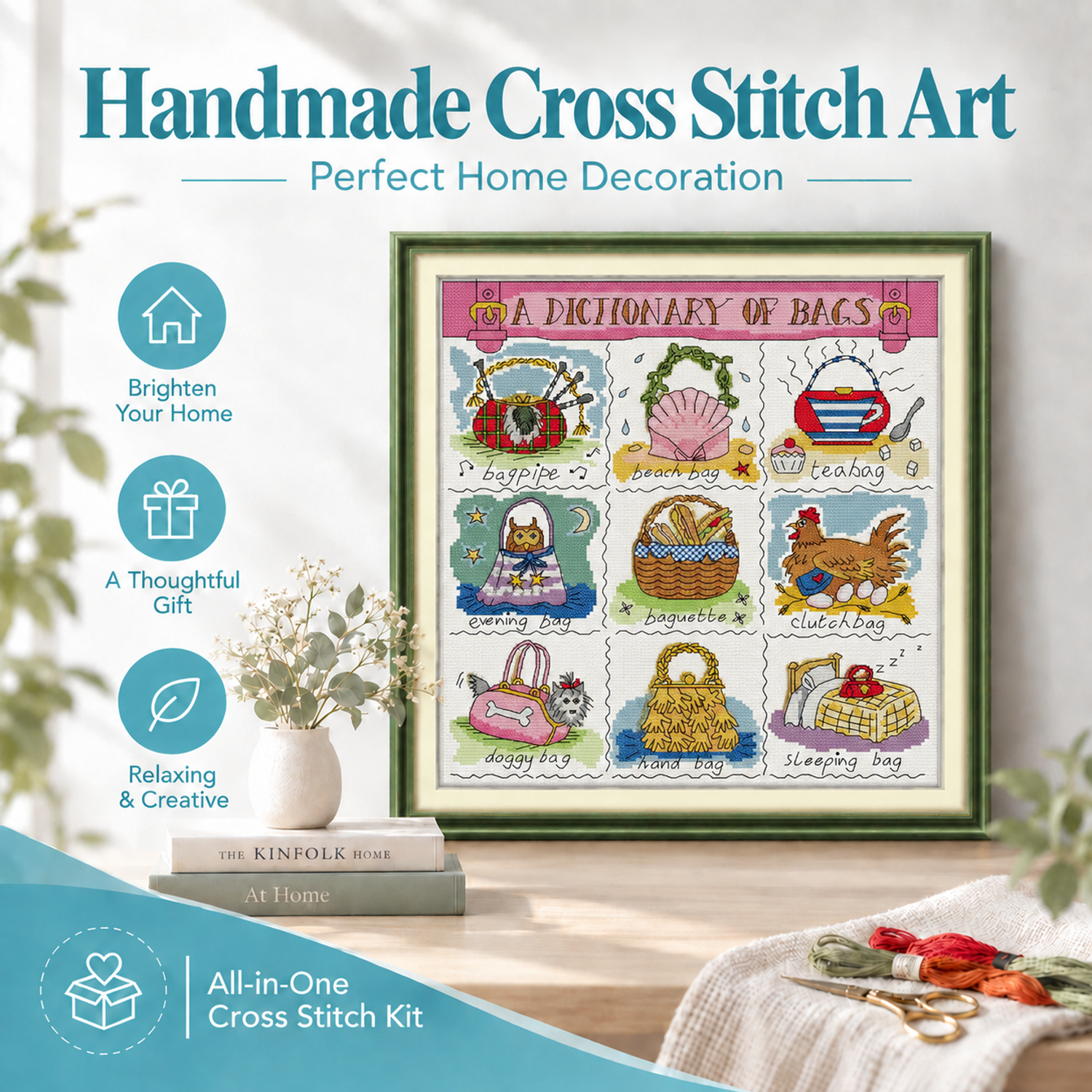Bags Beginner Cross Stitch Embroidery Kit for Adults, Handmade Home Wall Decor 8 1 420