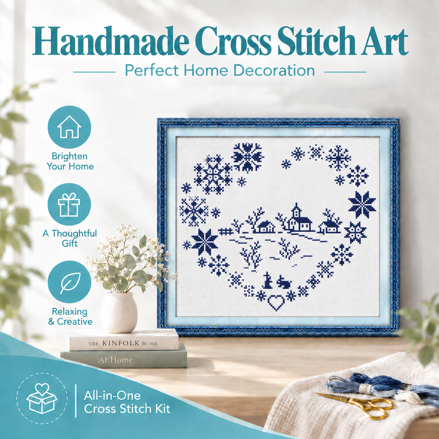 Love village Easy Craft Cross Stitch Embroidery Kit, Adult DIY Home Wall Decoration 8 1 424