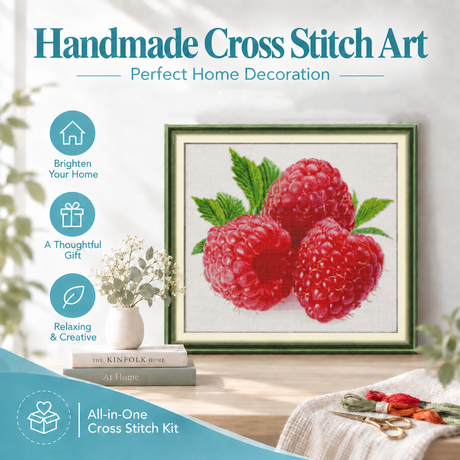 Wild strawberry Adult Handcraft Cross Stitch Embroidery Kit, DIY Wall Art Decor Project 8 1 433