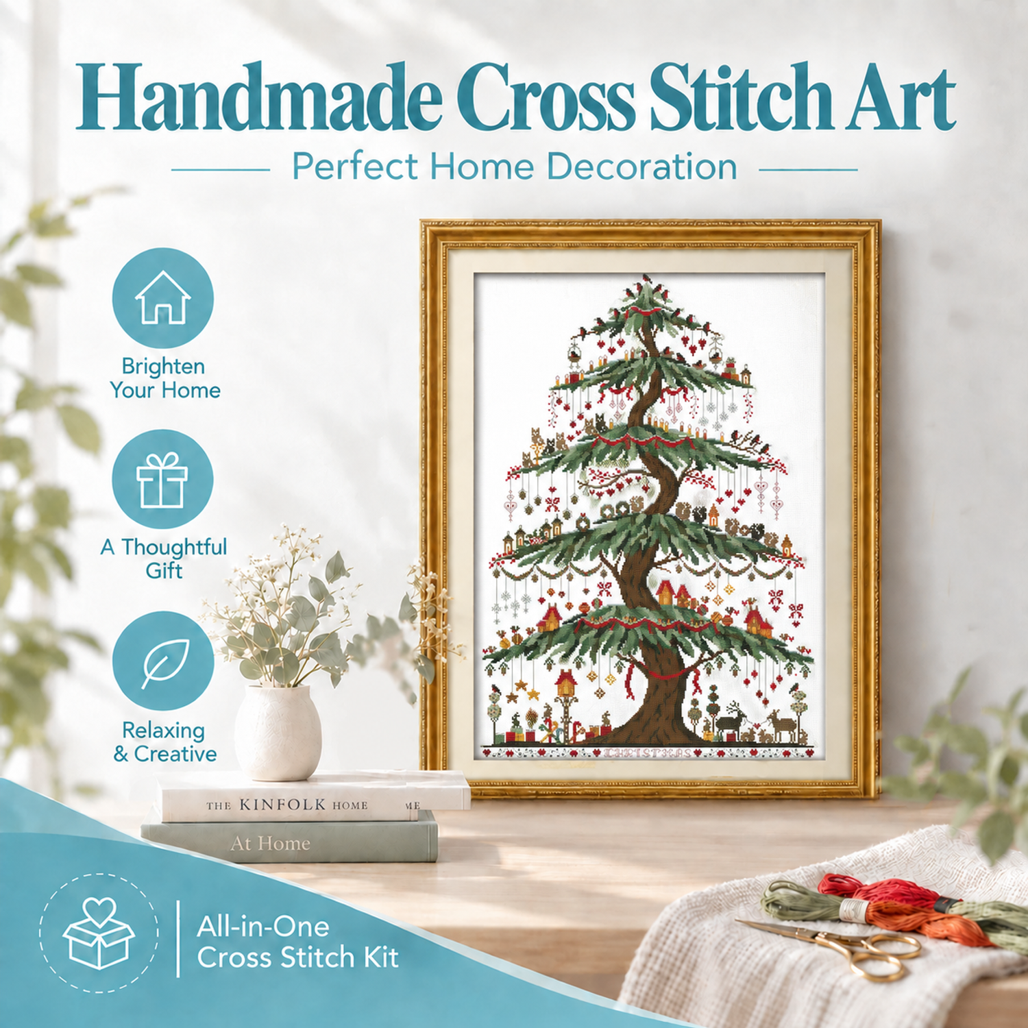 Christmas tree Adult Beginner Cross Stitch DIY Kit, Home Wall Art Decoration Handcraft 8 1 442