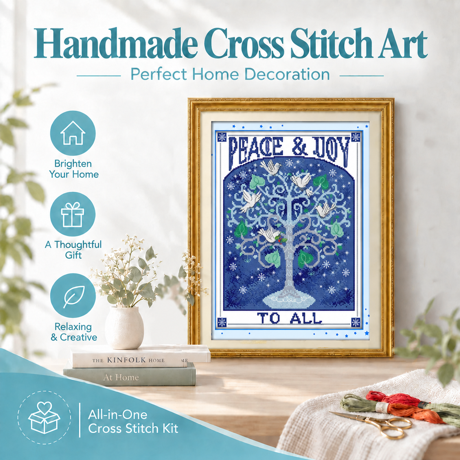 Wishing tree Easy Starter Hand Embroidery Cross Stitch Kit, Adult Home Wall Decor 8 1 443