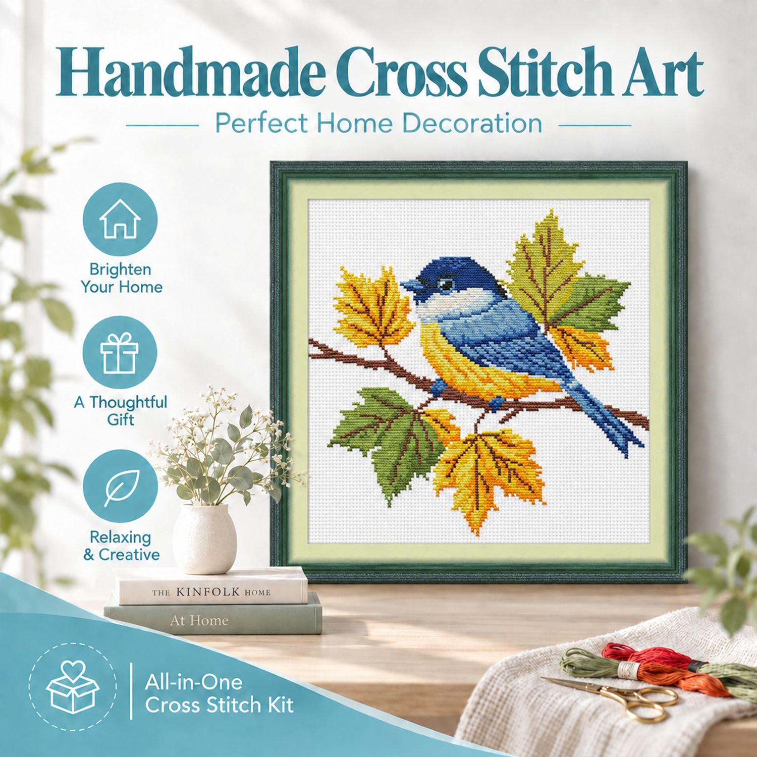 Little Bluebird Animal Cross Stitch Kit, Beautiful Creature Design, DIY Handicraft Gift 7 1 80