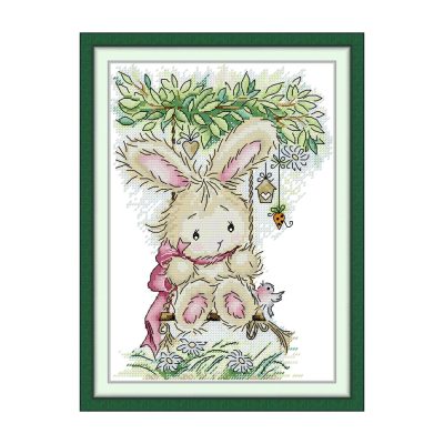 Otto Bunny Simple Wildlife Composition Animal Cross Stitch Kit, Quick & Easy Stitch Project, Interior Art