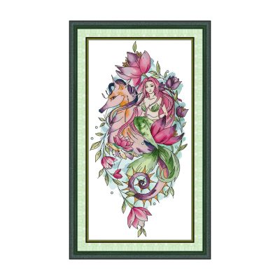 Submarine World Beautiful Creature Animal Cross Stitch Kit, Artistic Layout, Adult Wall Decor