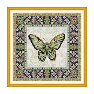 Butterfly Geometry Elegant Wildlife Cross Stitch Kit, Graceful Animal Composition, Home Wall Hanging Art