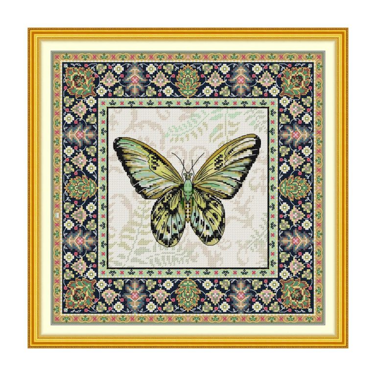 Butterfly Geometry Elegant Wildlife Cross Stitch Kit, Graceful Animal Composition, Home Wall Hanging Art
