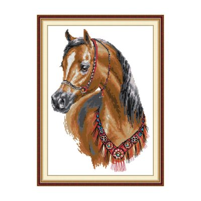 Arabian horse Animal Cross Stitch Embroidery Kit, Handcrafted Wildlife Scene, Great Gift Idea