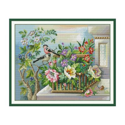 Joy on a branch 4 Animal Cross Stitch Embroidery Kit, Wildlife Artwork, Bedroom Wall Hanging Decor