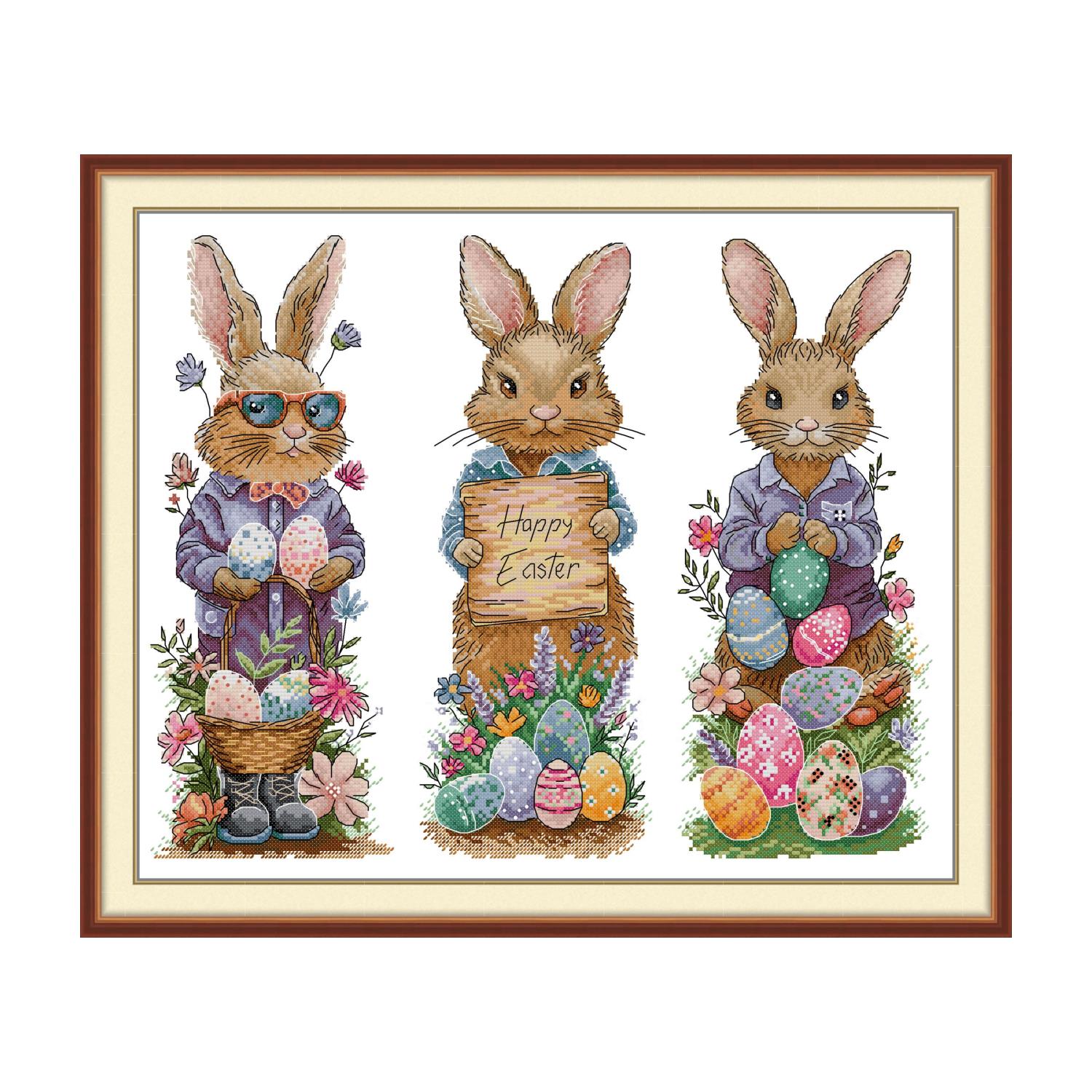 Three little rabbits at Easter Traditional Wildlife Cross Stitch Kit, Timeless Classic Animal Pattern, Living Room Wall Art 9 DB159 66159 复活节的三只小兔 220×180 封面