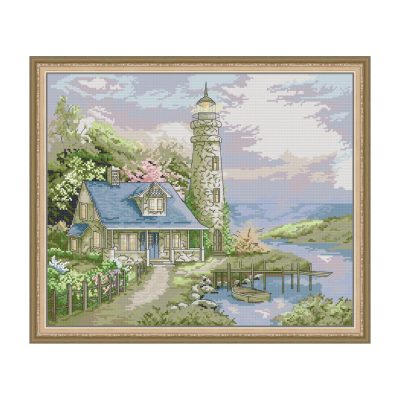 Nature Landscape Cross Stitch Needlework Kit, Complete Starter Supplies, Home Wall Hanging Art