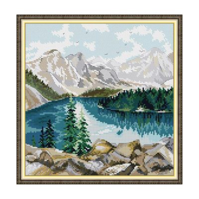 Scenery Cross Stitch Embroidery Kit, Simple Hand Stitch Project, Living Room Wall Art