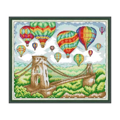 Scenery Cross Stitch Embroidery Kit, Complete DIY Craft Pack, Nature Wall Hanging Decor