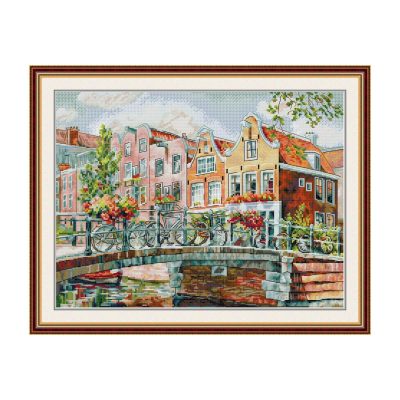 Landscape Cross Stitch Embroidery Kit with Instructions, Easy DIY Craft, Home Wall Art Decor