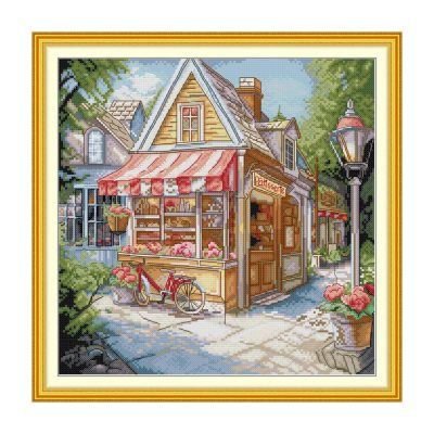 Hand Stitched Landscape Cross Stitch Embroidery Kit, Beginner Project for Home Wall Decor