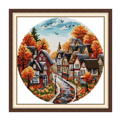 Neutral Landscape Cross Stitch Embroidery Kit, Minimal Nature Pattern, Home Wall Art Decor